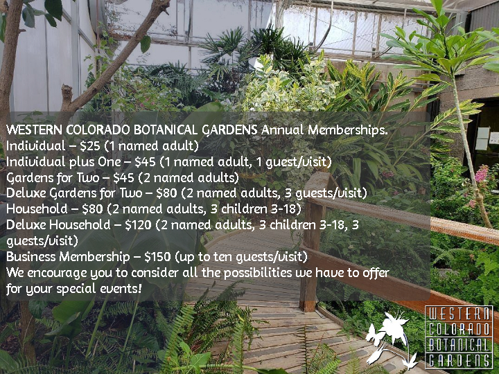Western Colorado Botanical Gardens Memberships